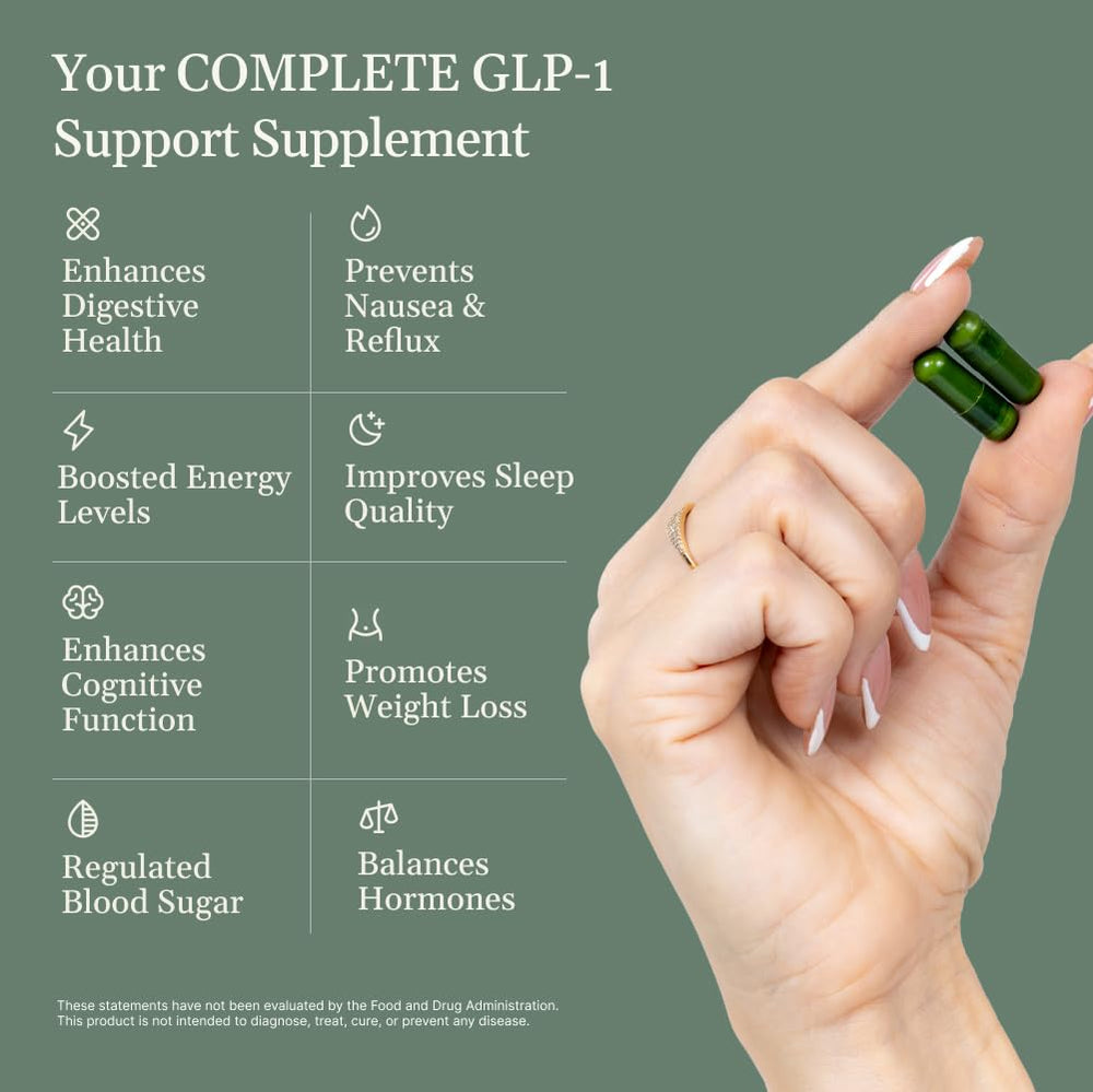 balanced8 GLP-1 label design on bottle emphasizing vegan formula