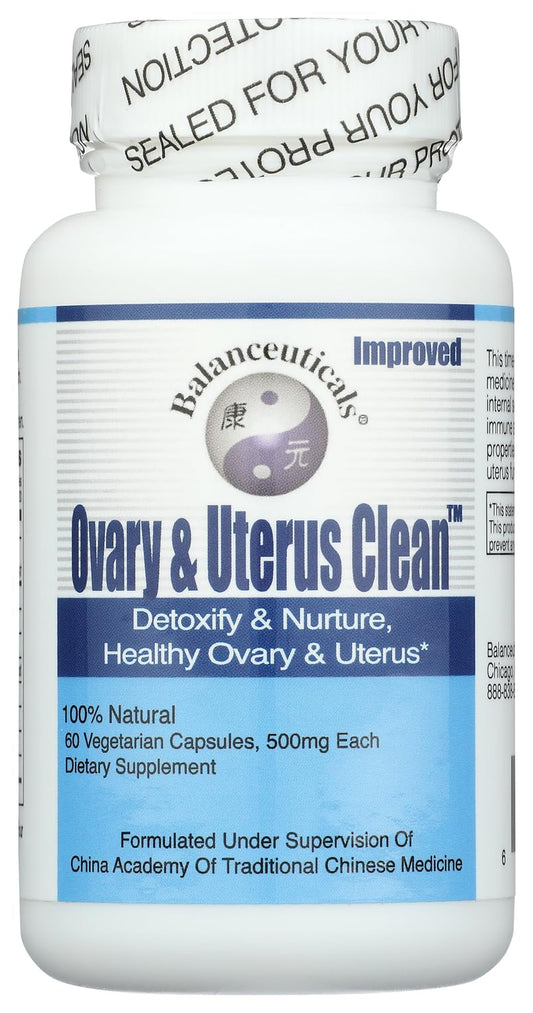 Balanceuticals Ovary & Uterus Clean bottle front promotes daily wellness with herbal balance.