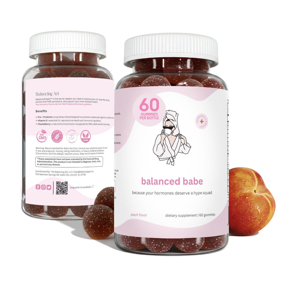 Balancing Act Balanced Babe bottle front view for daily digestive balance.