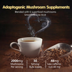 Balincer mushroom coffee mushrooms close-up highlight the blend and ingredients.