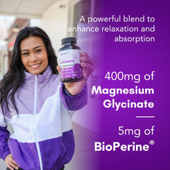 BallBuff Magnesium Glycinate 400mg set for sleep support in calming ambiance.
