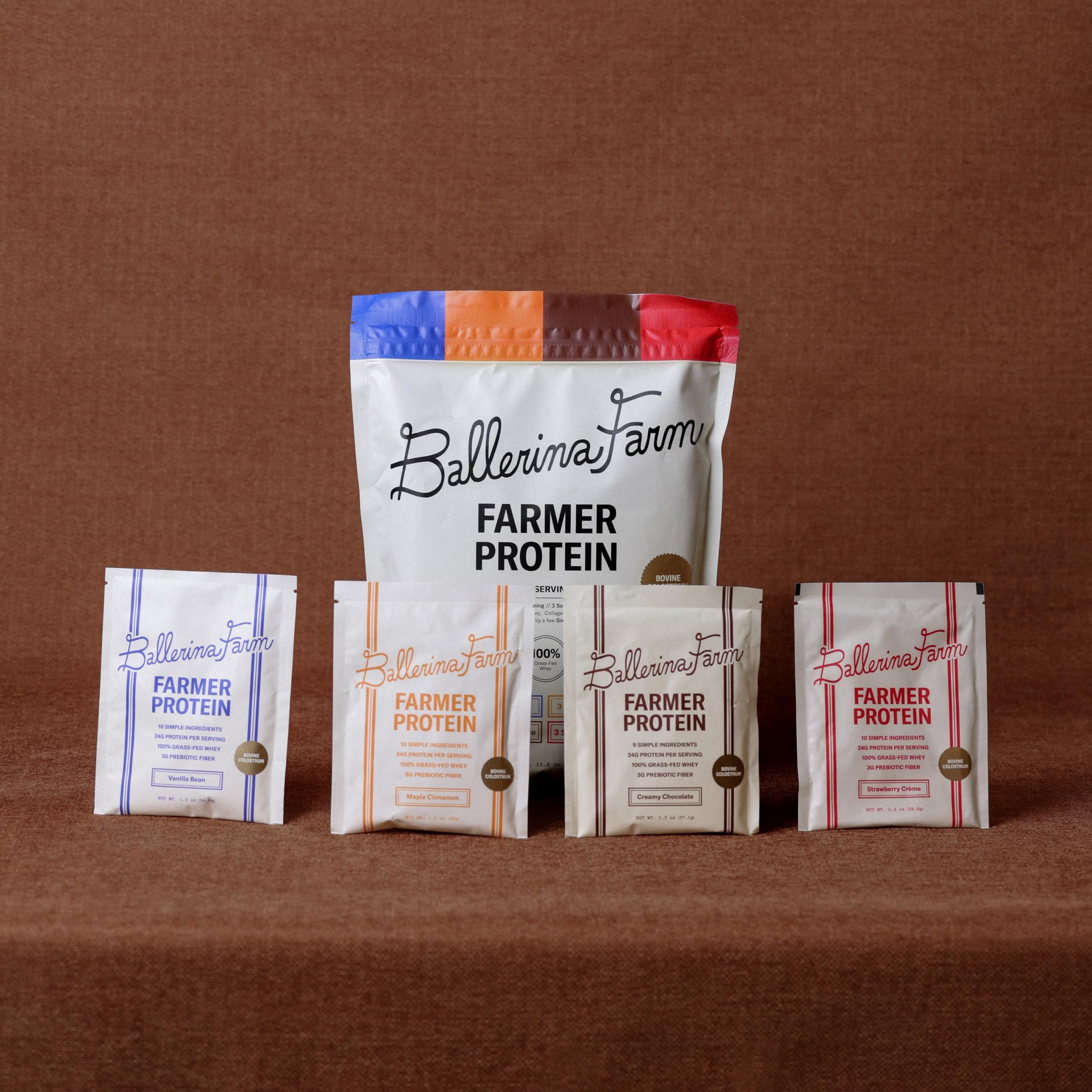 Ballerina Farm bovine colostrum and hemp heart blend; nourishing ingredients