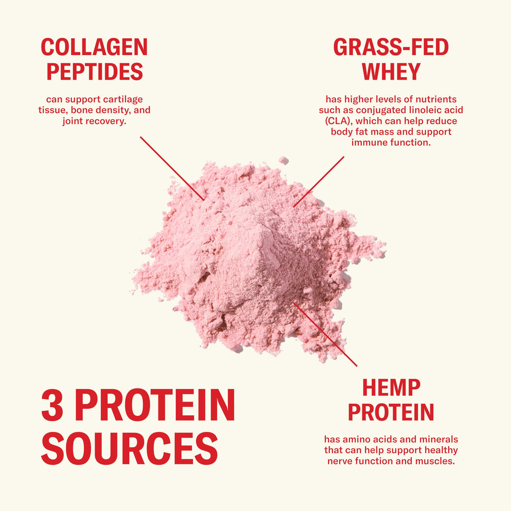 Ballerina Farm hemp hearts mix shown with powder scoop