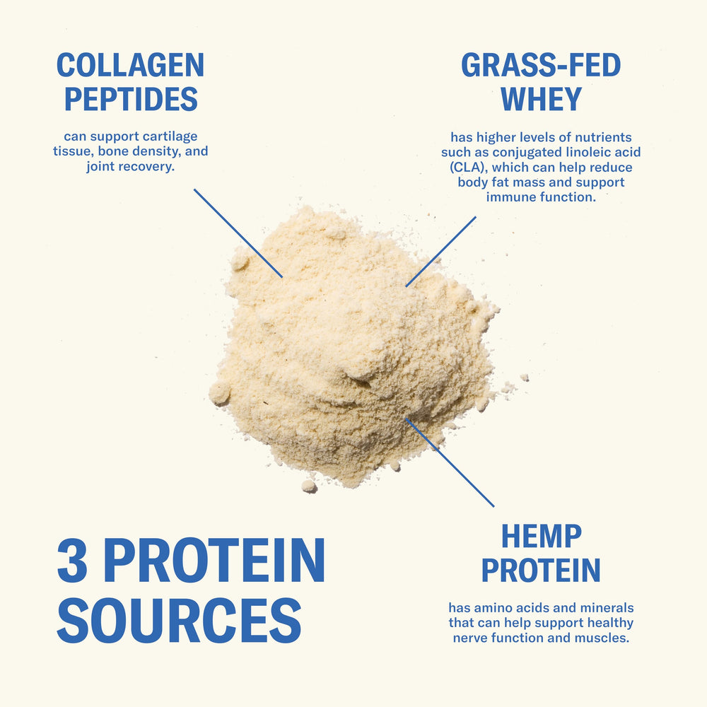 Ballerina Farm prebiotic fiber scoop beside the protein powder.