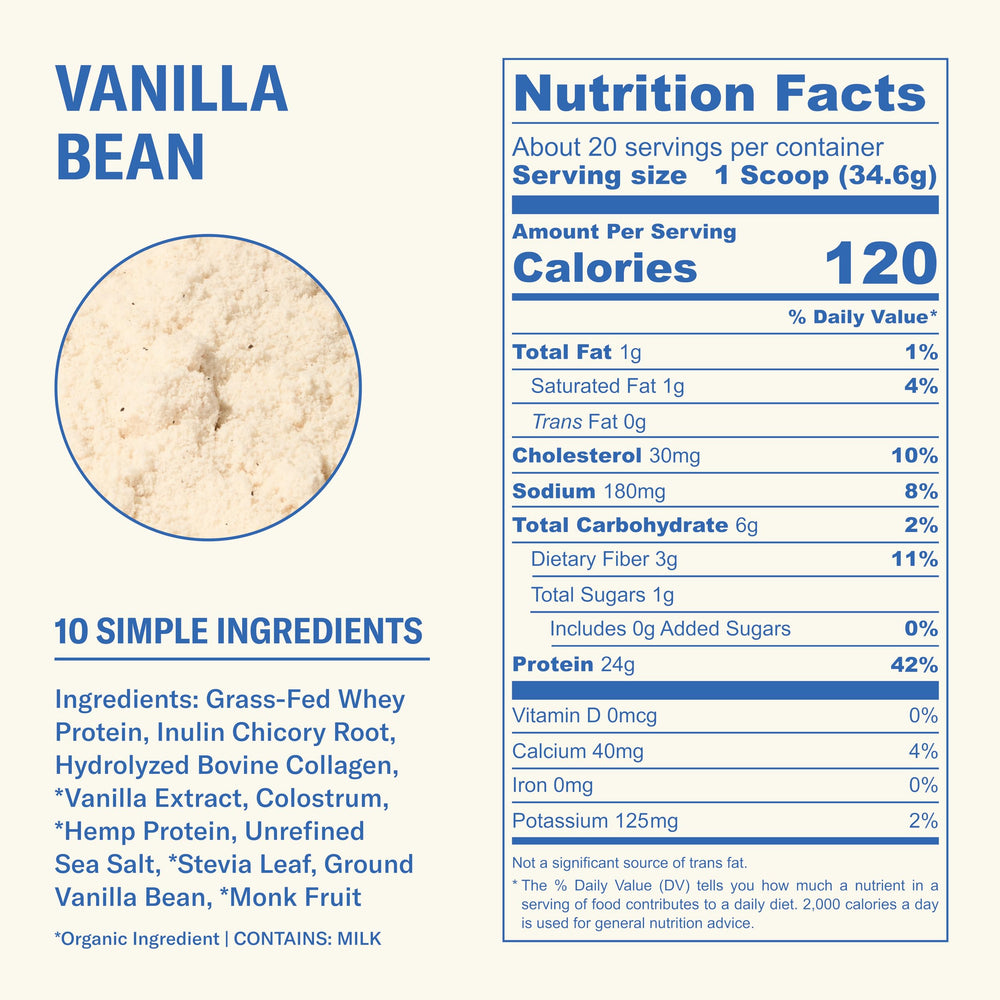 Ballerina Farm whey-collagen dual-blend bottle highlights collagen peptides.
