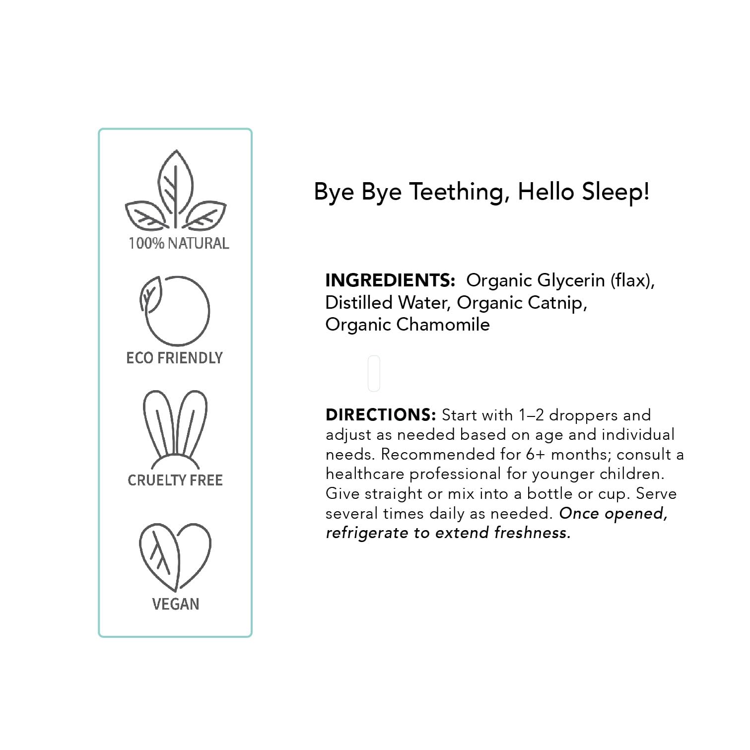 Balm Baby Teething Tincture glass dropper delivers natural chamomile and catnip soothing blend