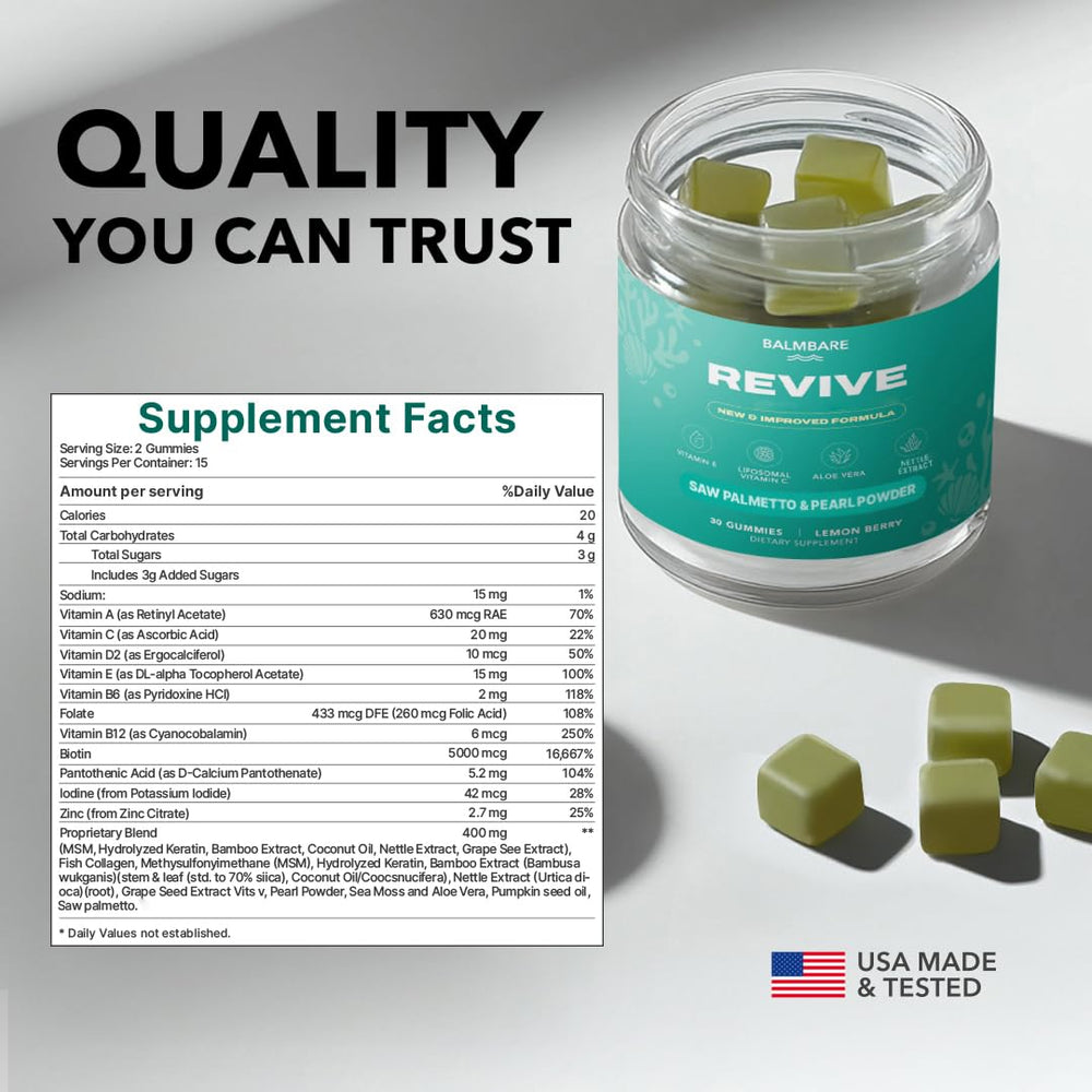 Balmbare Revive bottle top view highlights seal integrity and quality ingredients