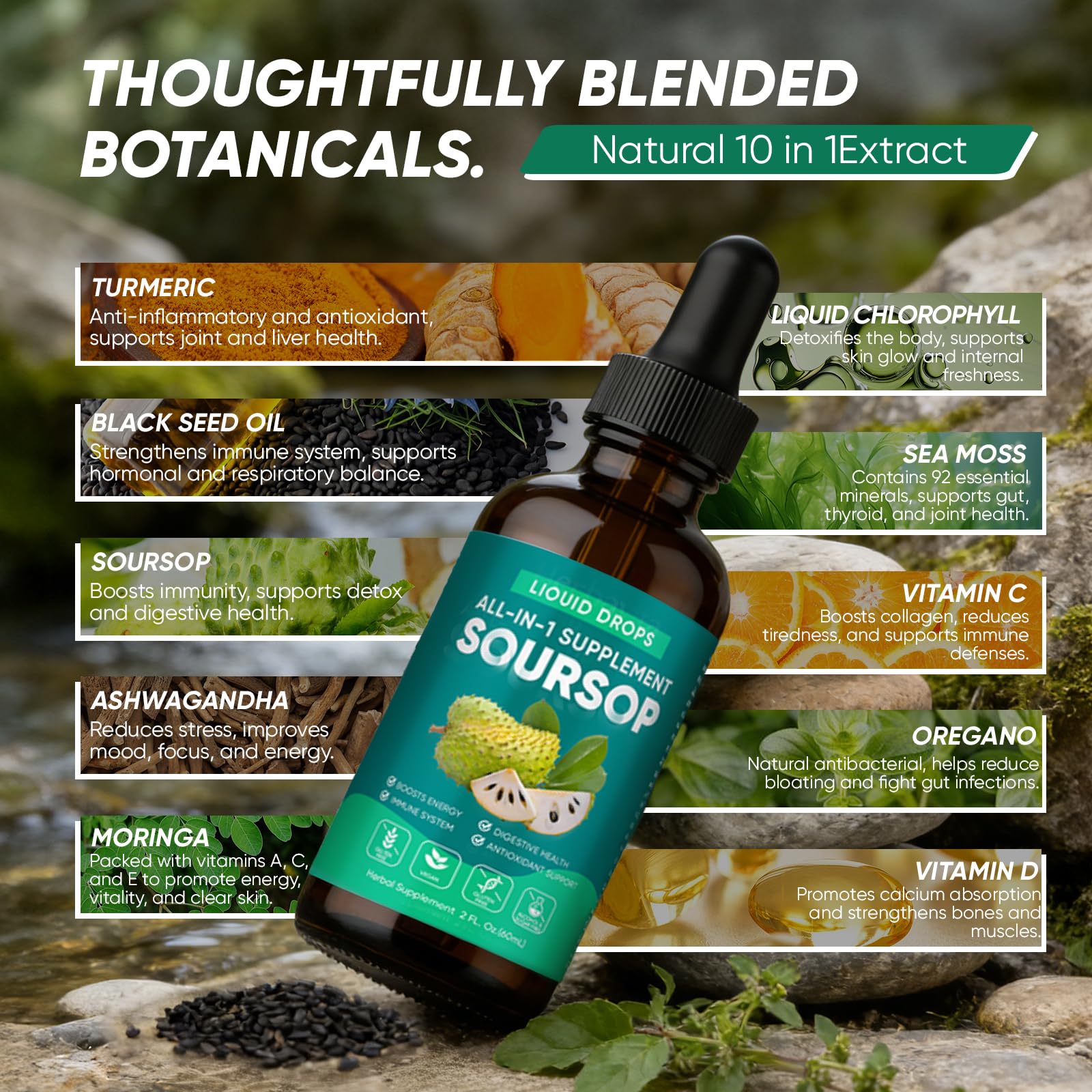 Label close-up of Balmbare Revive Soursop Bitters showcasing natural ingredients