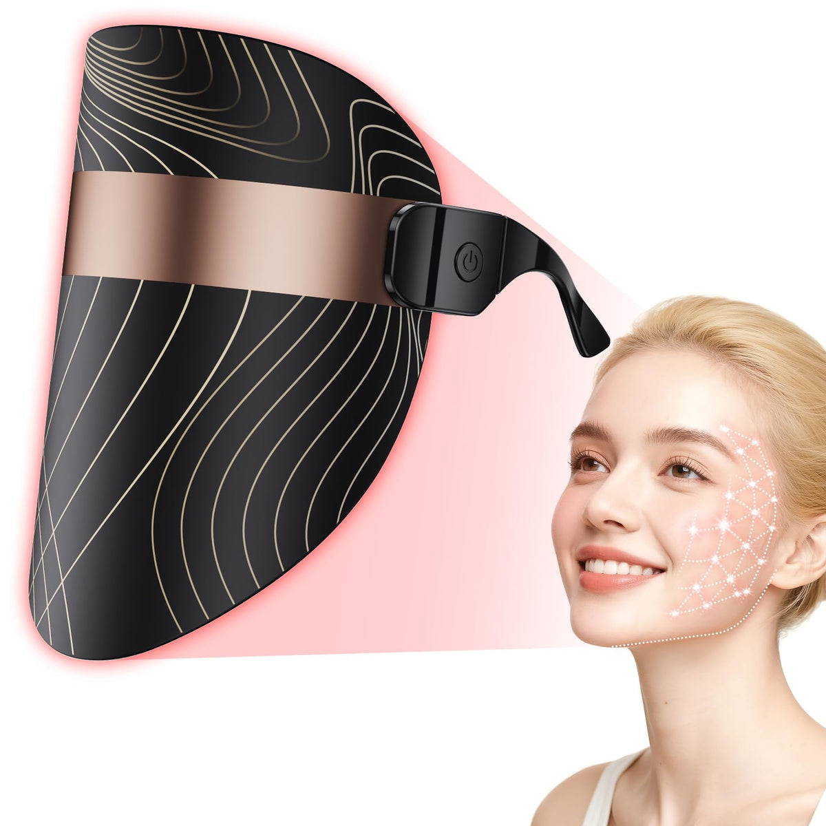 Balnore LED light therapy mask front view for at-home skincare benefits.