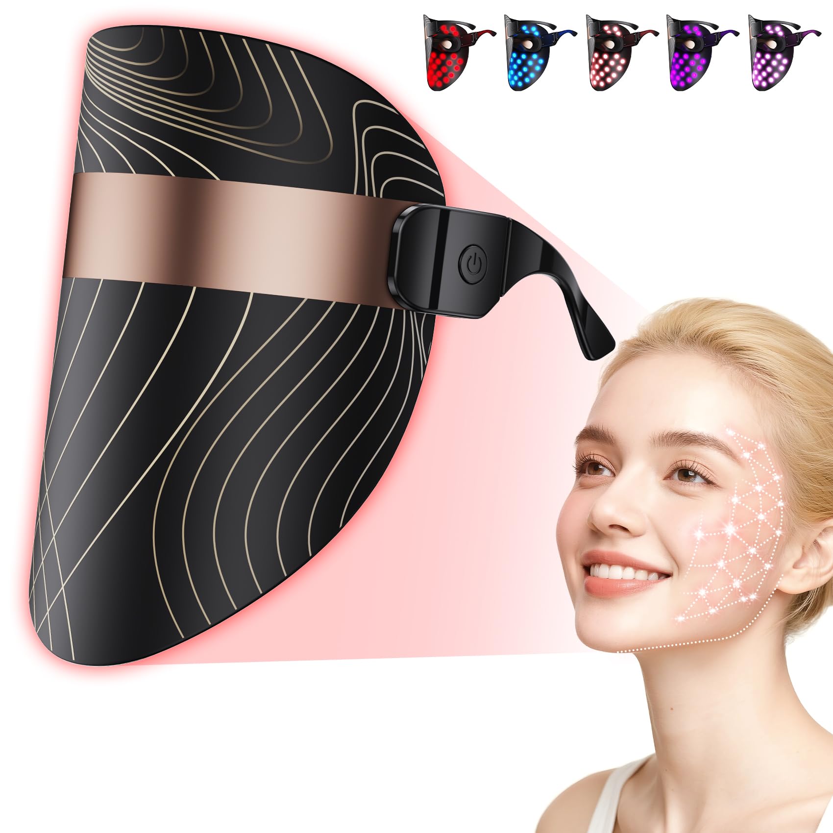 Balnore red light mask worn on face for convenient, hands-free skincare