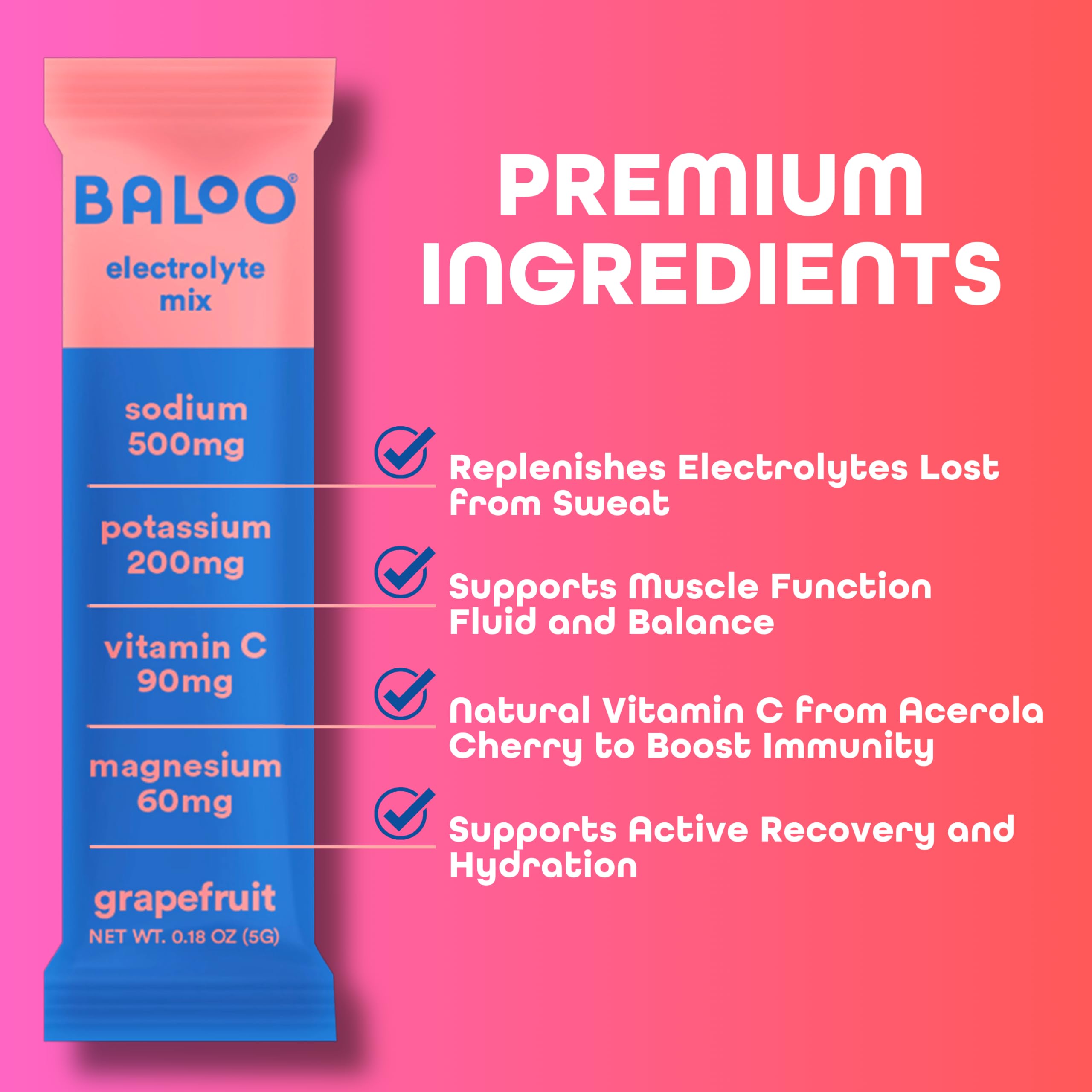 Baloo sugar-free label close-up highlights clean, no added sugar hydration.