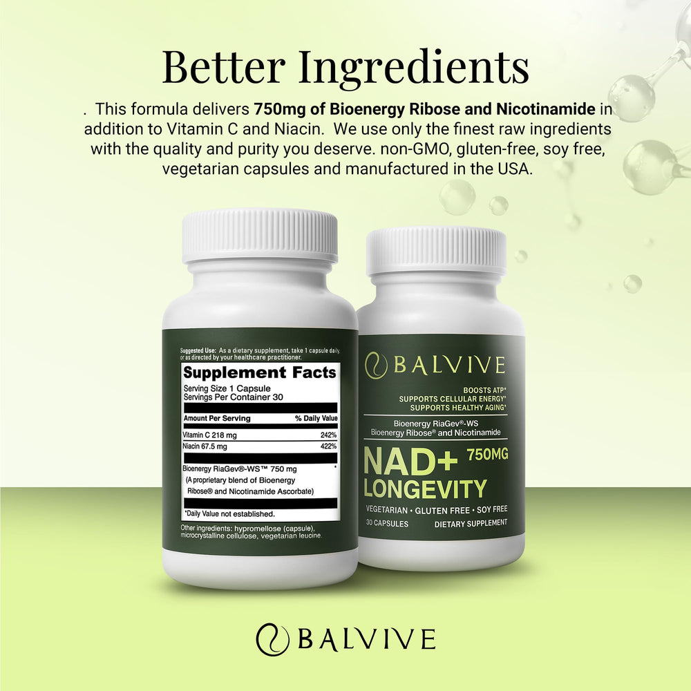 BALVIVE NAD+ bottle pour illustrating convenient daily use.