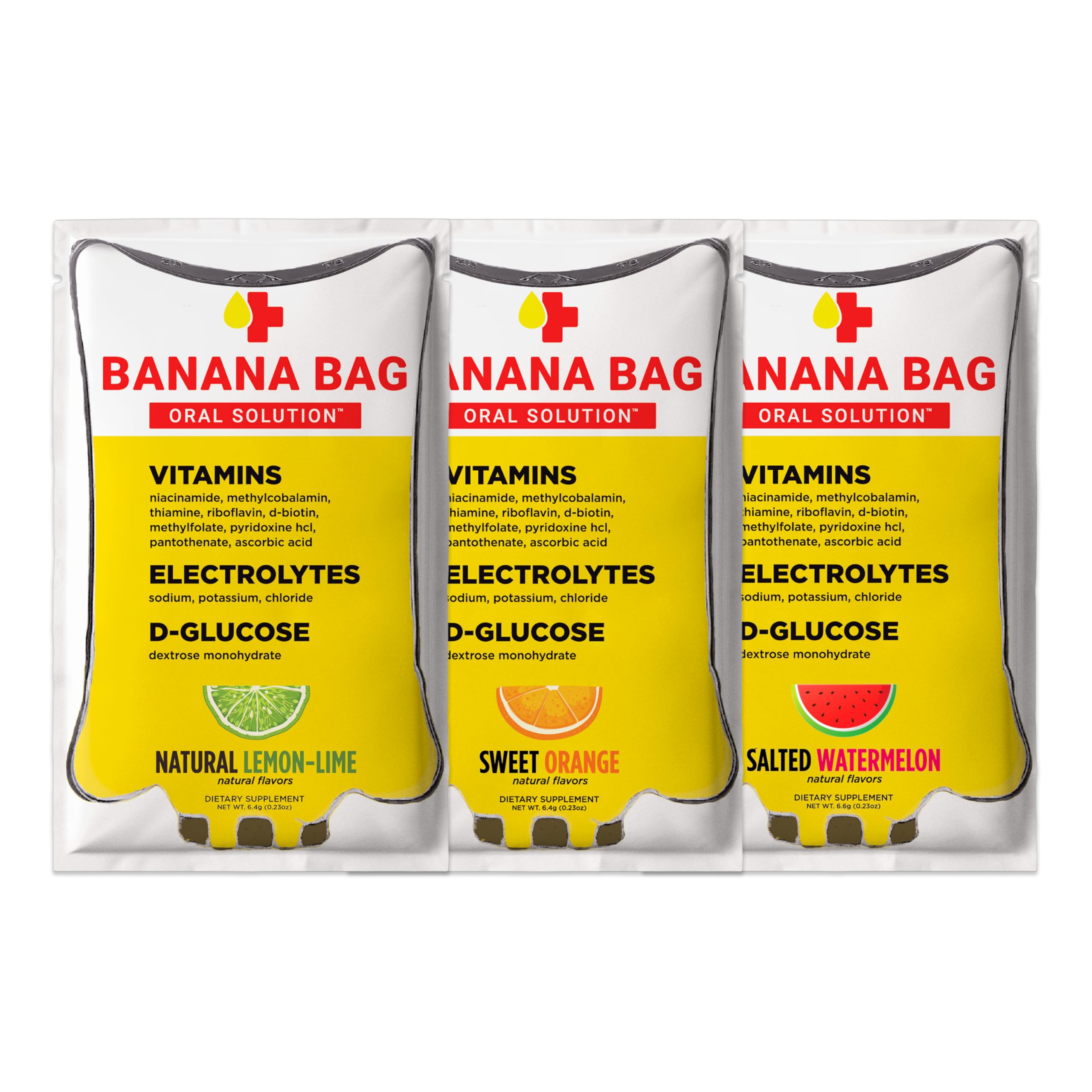 Banana Bag Oral Solution lemon-lime packet for on-the-go hydration.