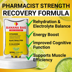 Banana Bag packets being poured into a glass for fast hydration after activity