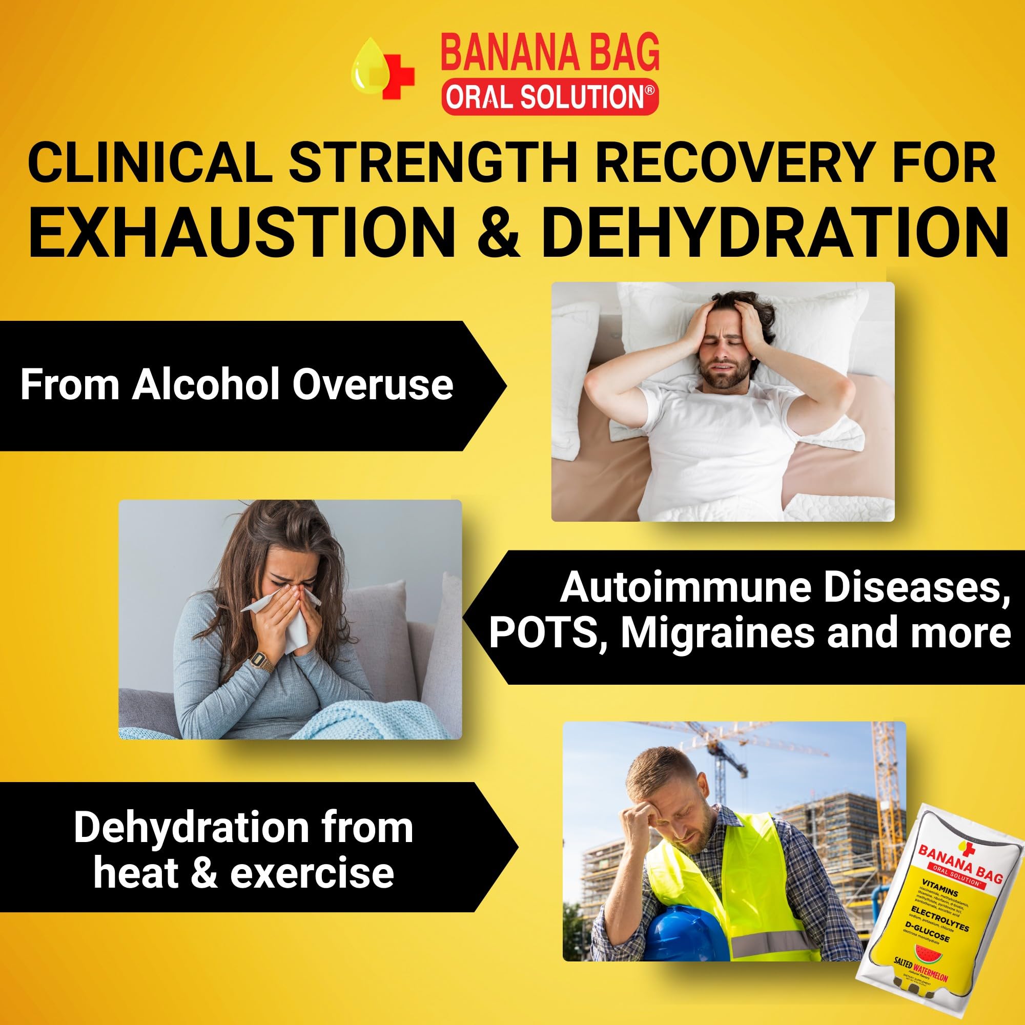 Glass of Banana Bag hydration with orange flavor after exercise