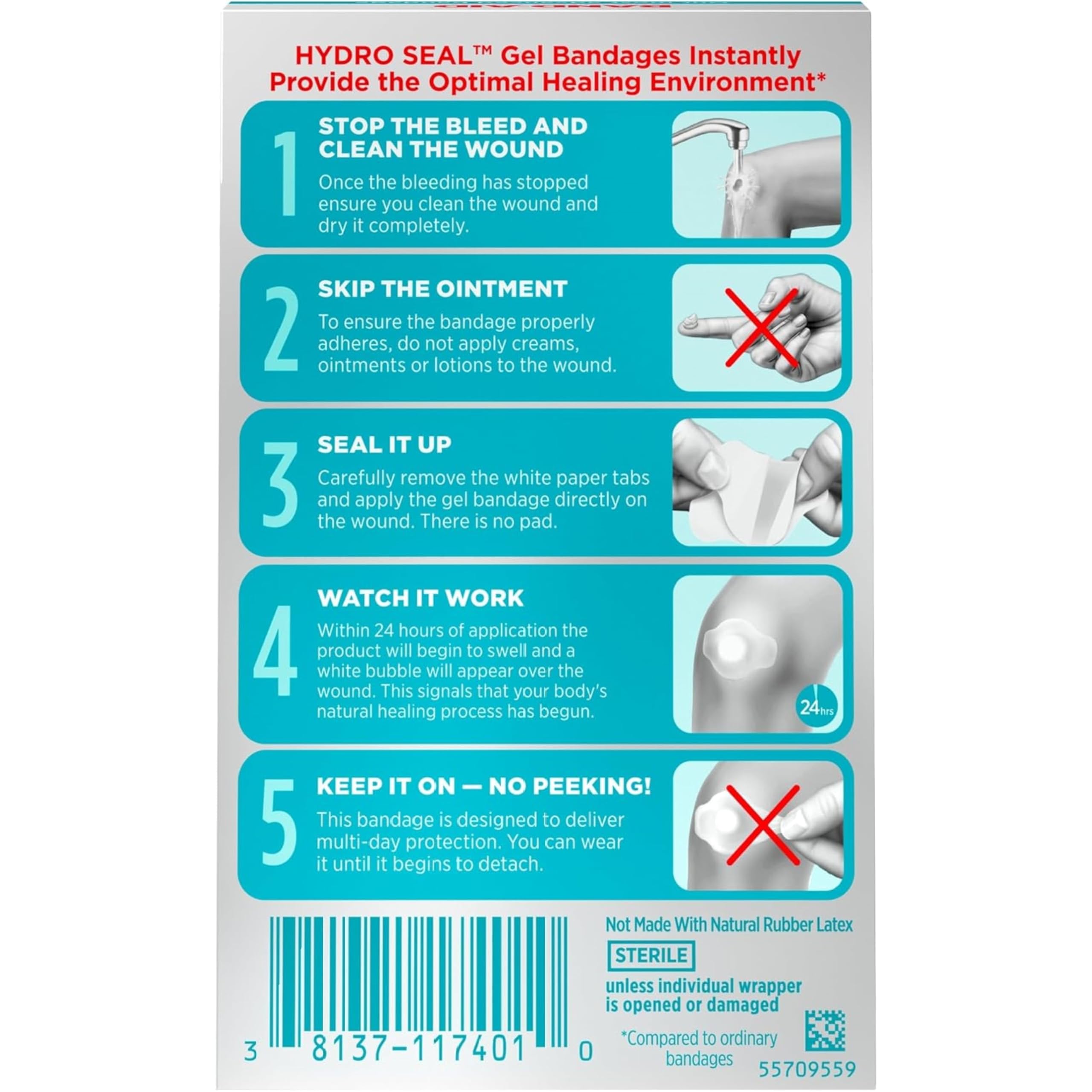 Band-Aid Hydro Seal Pack7 boxes offer convenient, long-lasting wound care.
