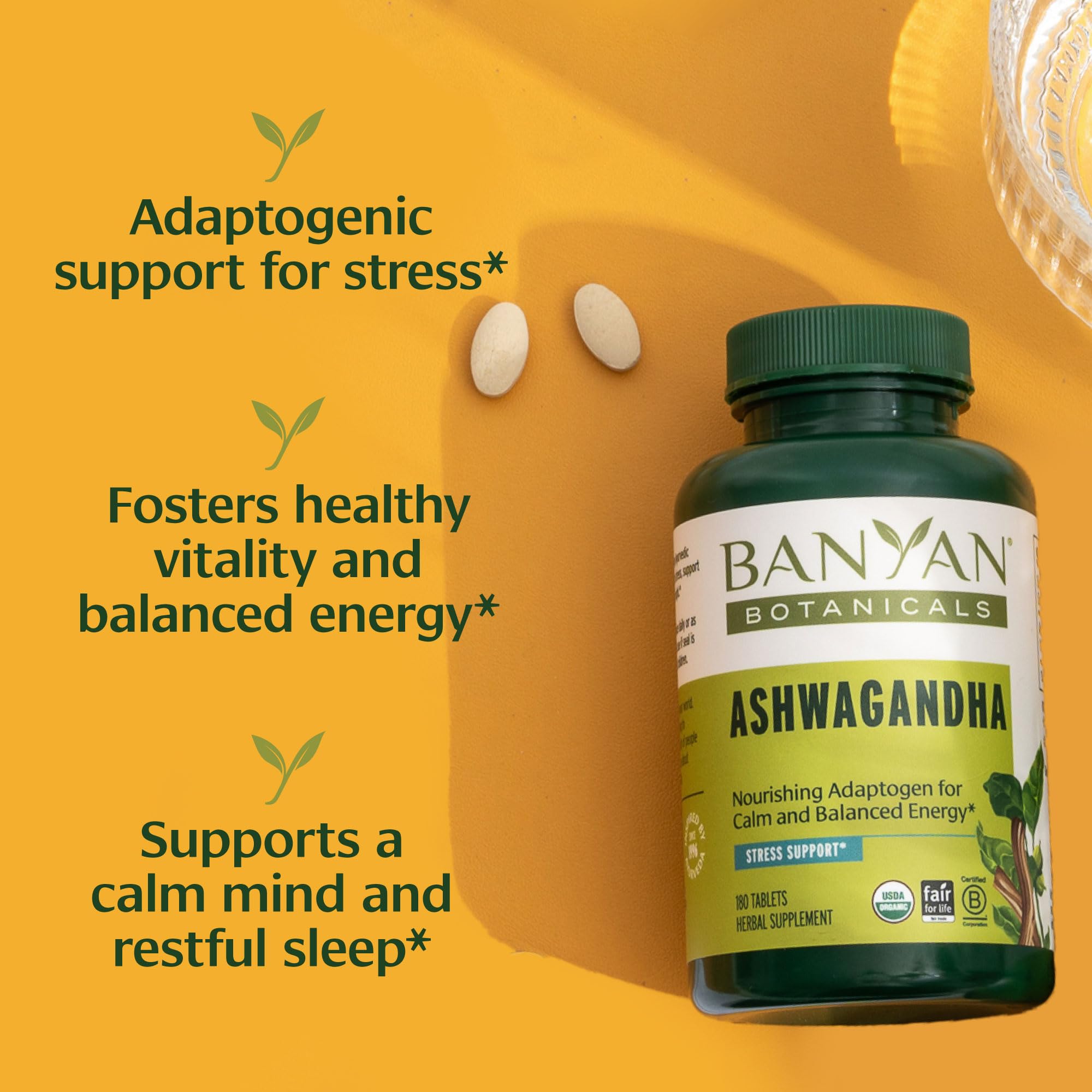 Banyan Botanicals Ashwagandha 1000mg serving label highlights potency.