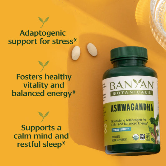 Banyan Botanicals Ashwagandha 1000mg serving label highlights potency.