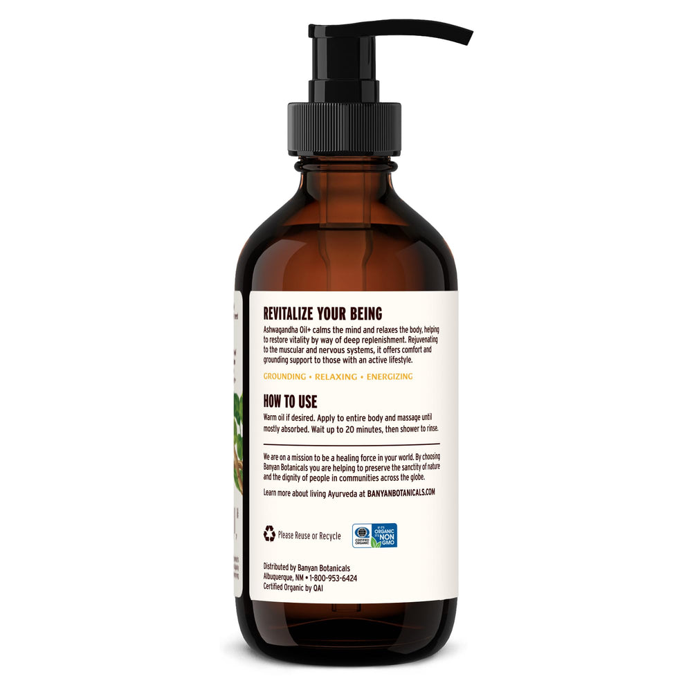 After-workout use of Banyan Botanicals Ashwagandha Oil+ for calm recovery.