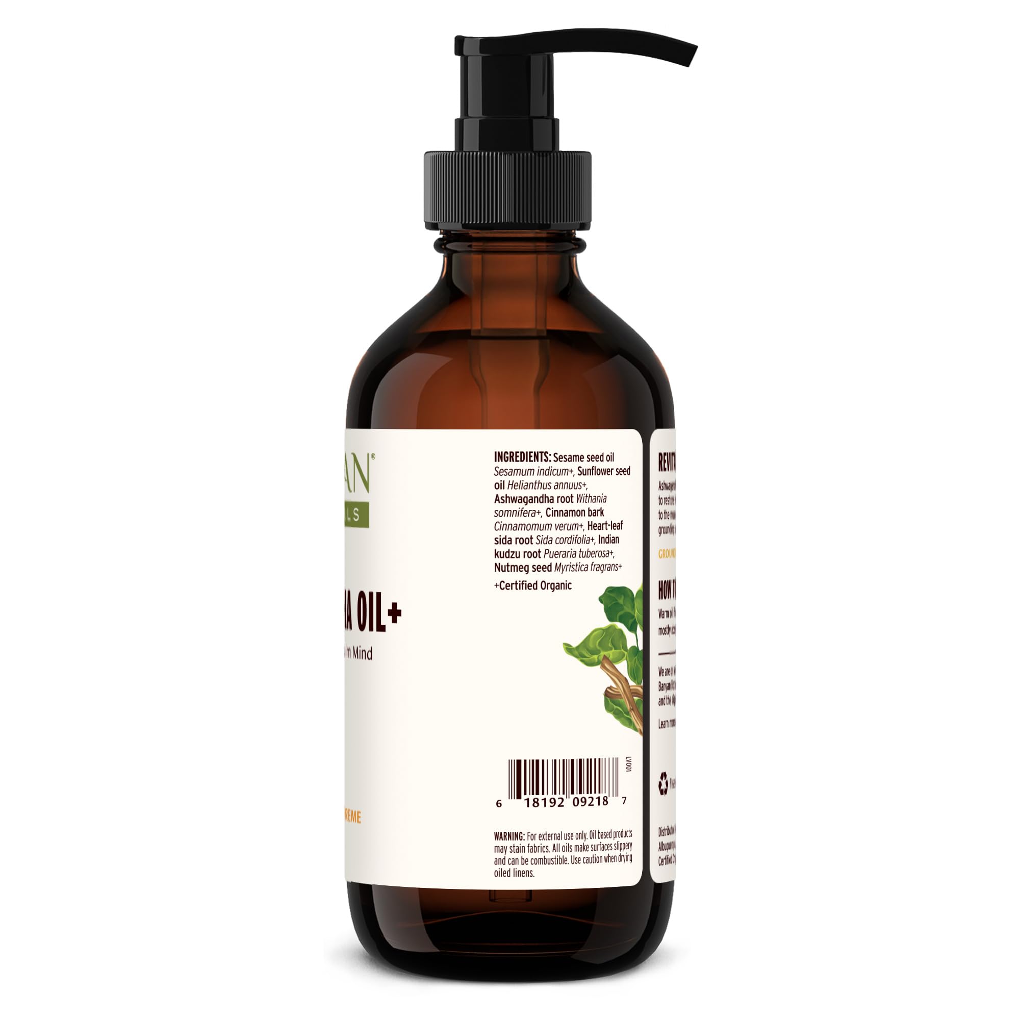 Family-friendly Banyan Botanicals Ashwagandha Oil+ ready for massage.