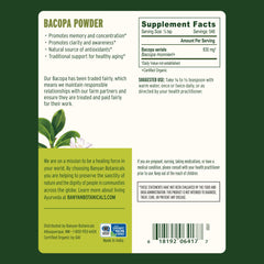 Organic Bacopa Powder jar by Banyan Botanicals on kitchen counter