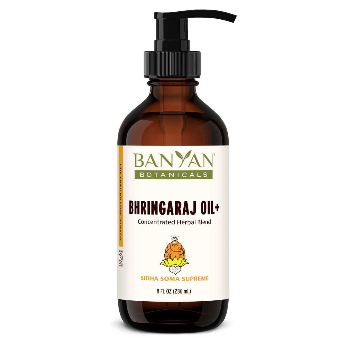 Banyan Botanicals Bhringaraj Oil+ bottle front view for hair vitality and skin care