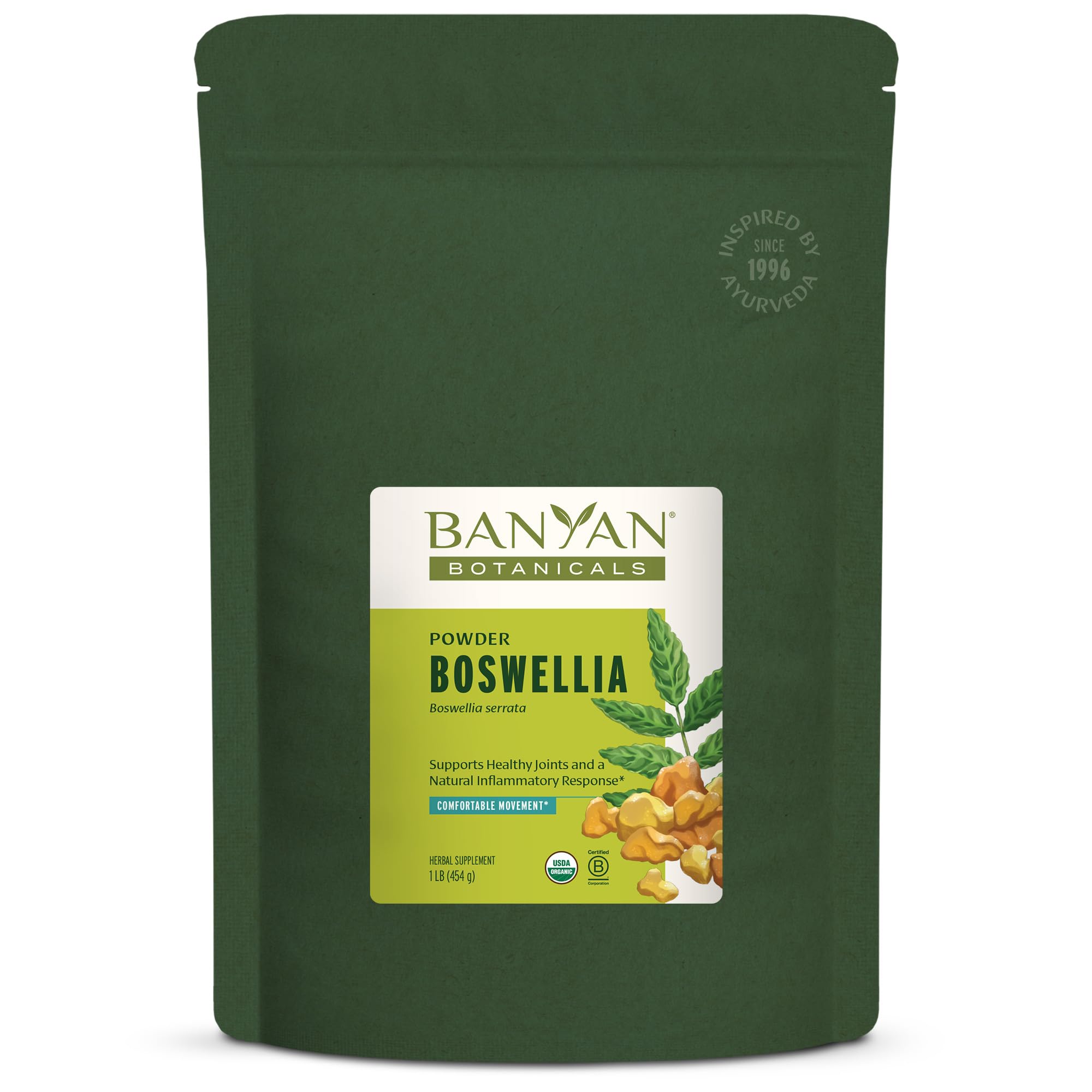 Banyan Botanicals Boswellia powder tin for easy daily dosing
