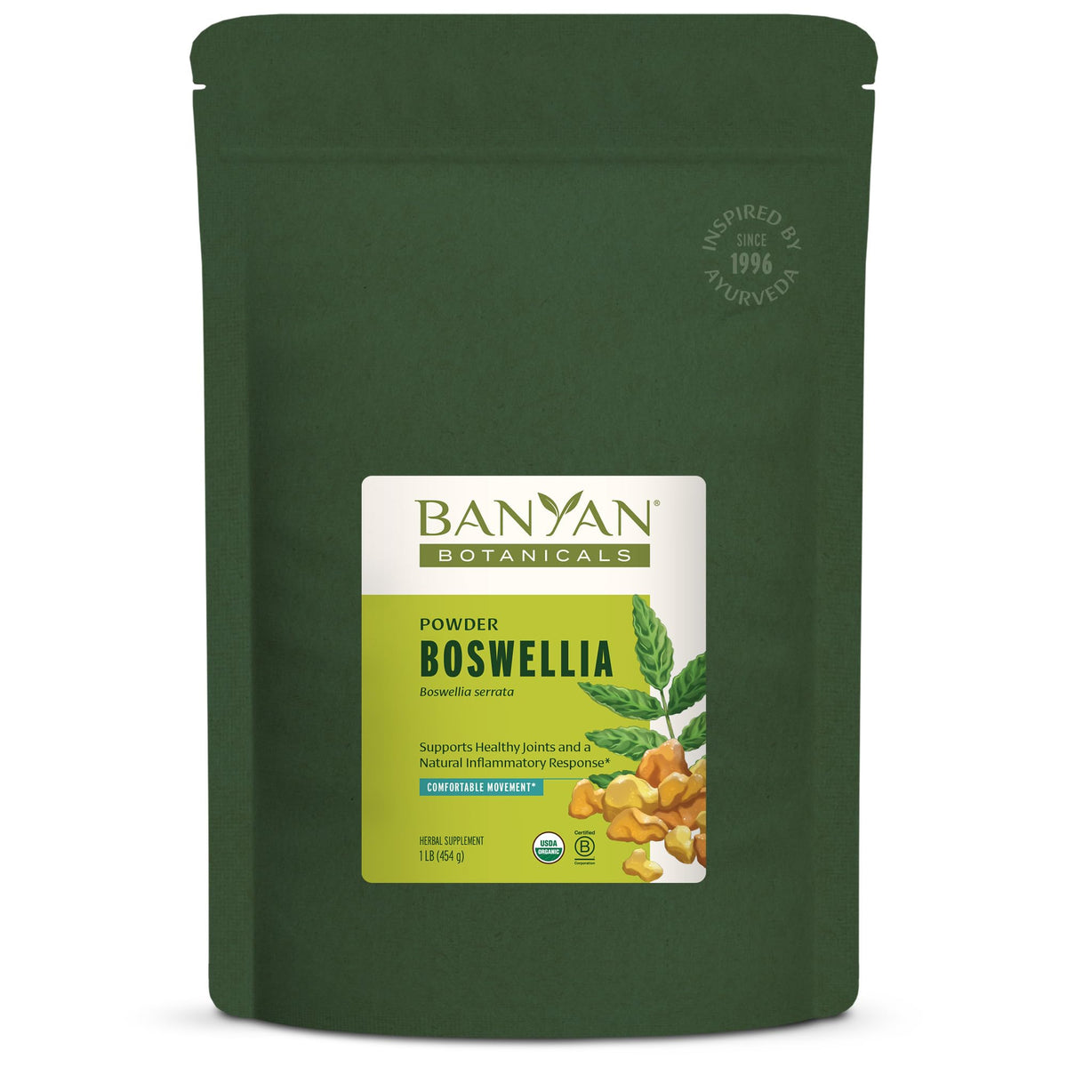 Banyan Botanicals Boswellia powder tin for easy daily dosing