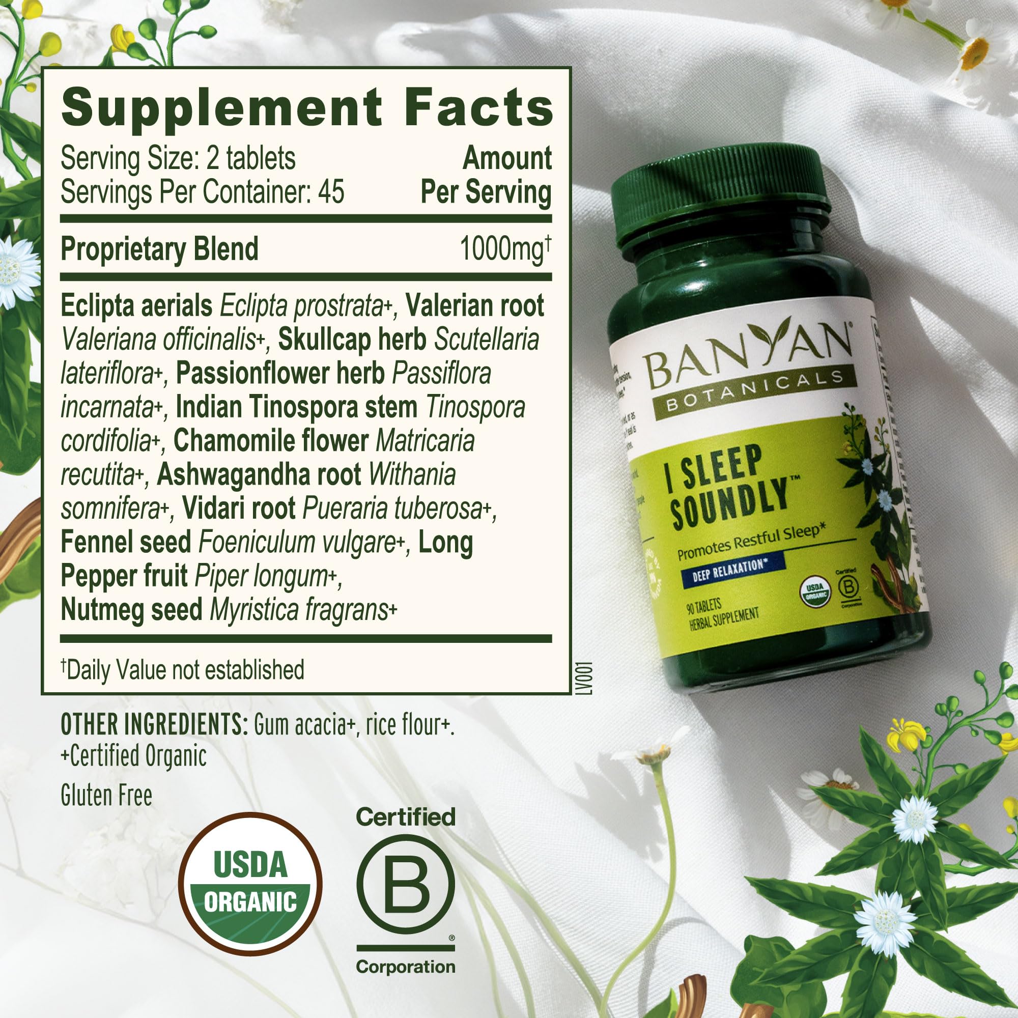 Banyan Botanicals capsules close-up highlights convenient, organic sleep support.