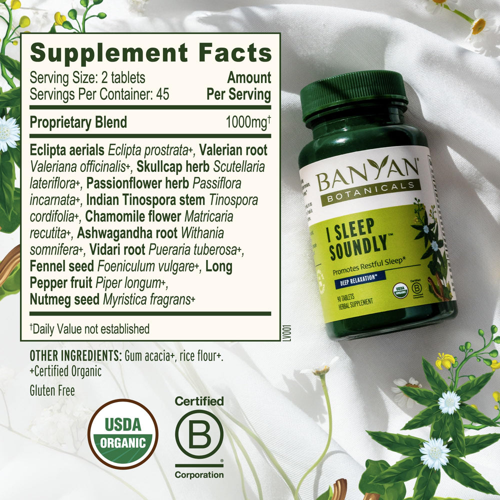 Banyan Botanicals capsules close-up highlights convenient, organic sleep support.