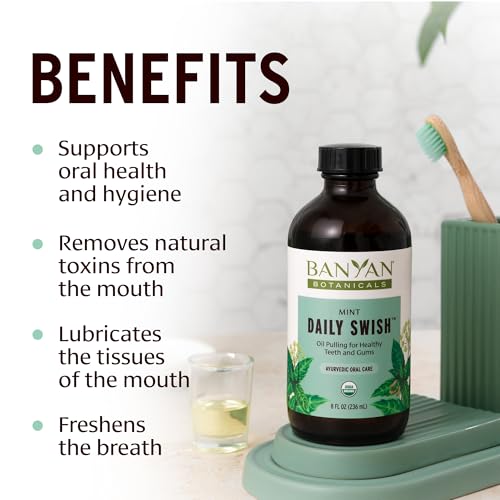Banyan Botanicals Daily Swish open packet demonstrates convenient on-the-go oil pulling.