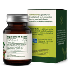 Banyan Botanicals use guide card illustrating a guided detox option with Triphala Guggulu.