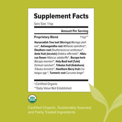 Banyan Botanicals Elevated Adaptogens ashwagandha powder scoop with earthy aroma
