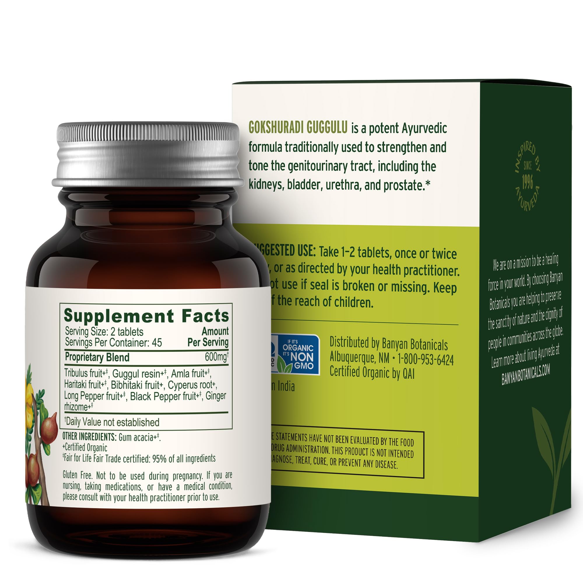 Banyan Botanicals bottle on kitchen counter for easy daily urinary support routine.