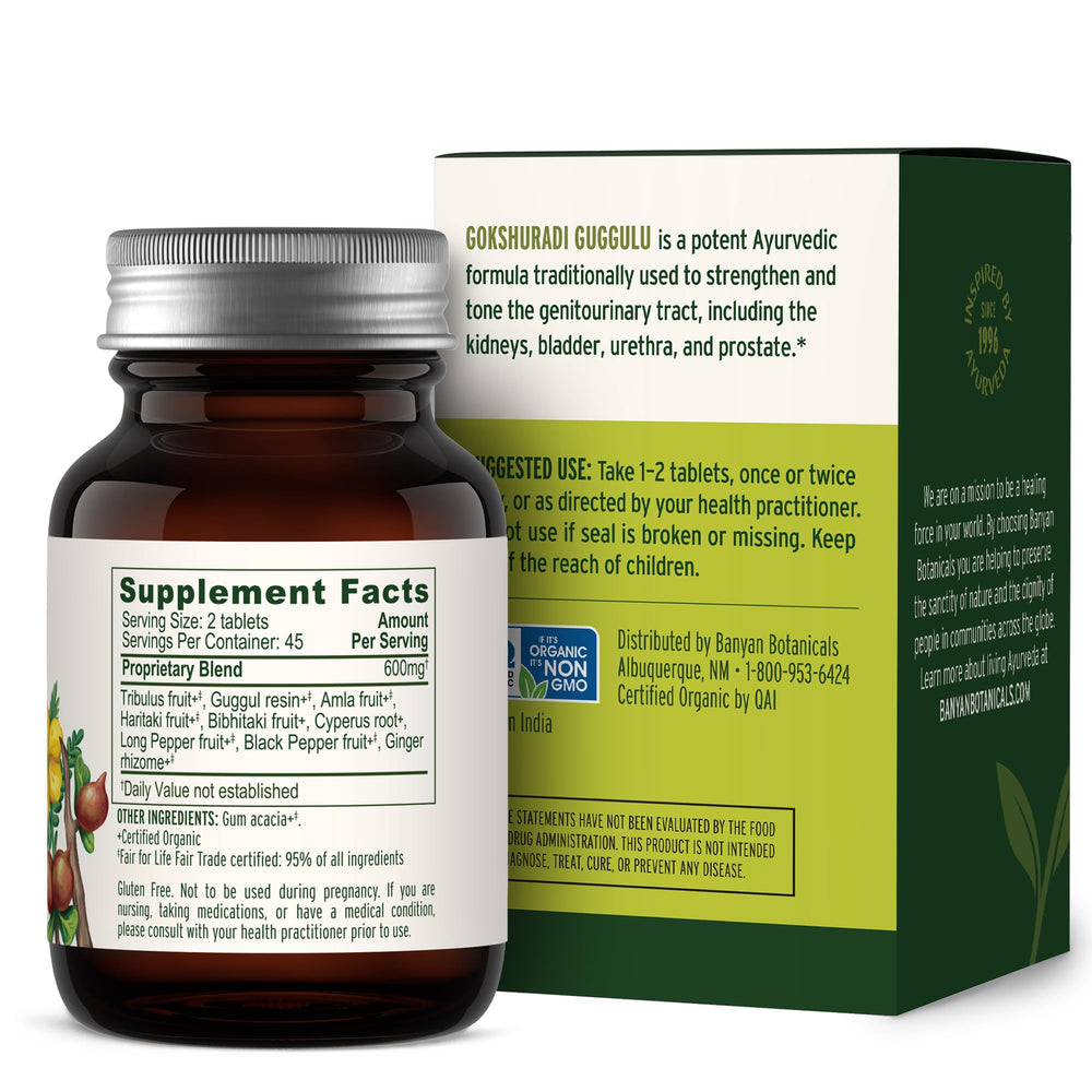 Banyan Botanicals bottle on kitchen counter for easy daily urinary support routine.