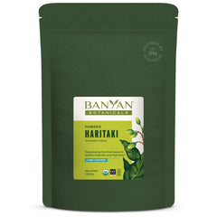 Banyan Botanicals Haritaki powder bulk bag for daily tea preparation.