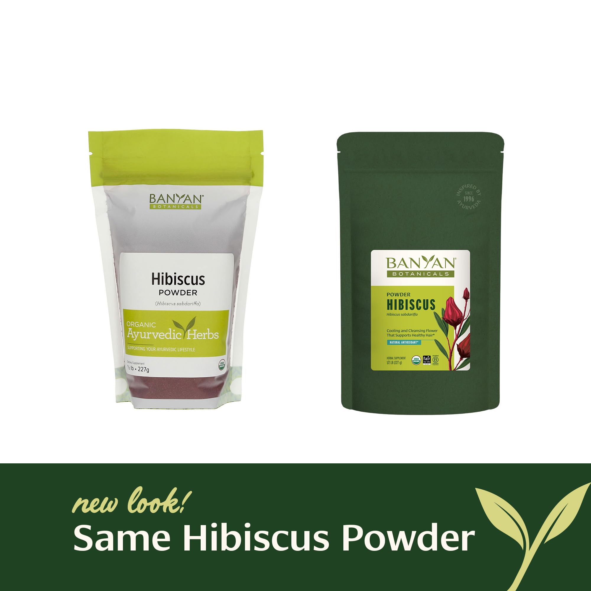 Ayurveda-friendly hibiscus powder from Banyan Botanicals supports cooling balance.