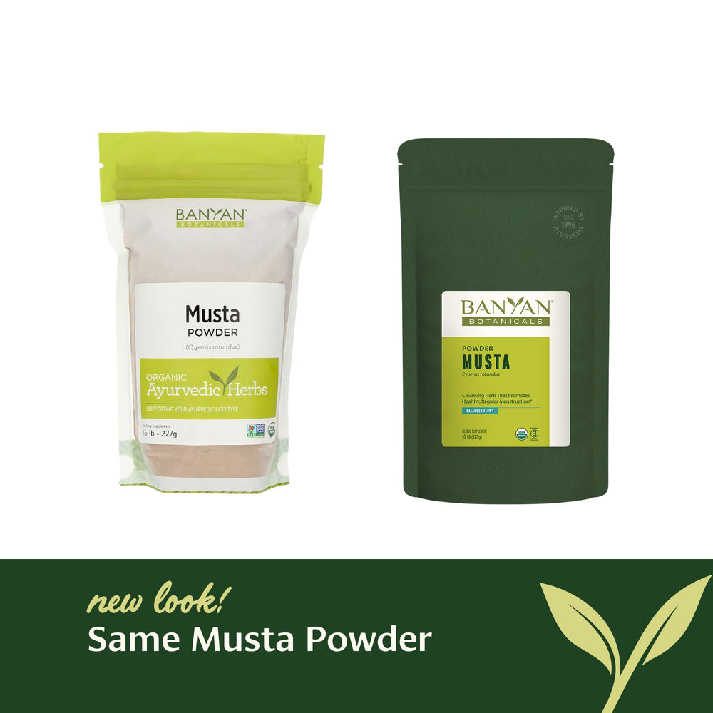 Banyan Musta powder dosage spoon shown for measurement
