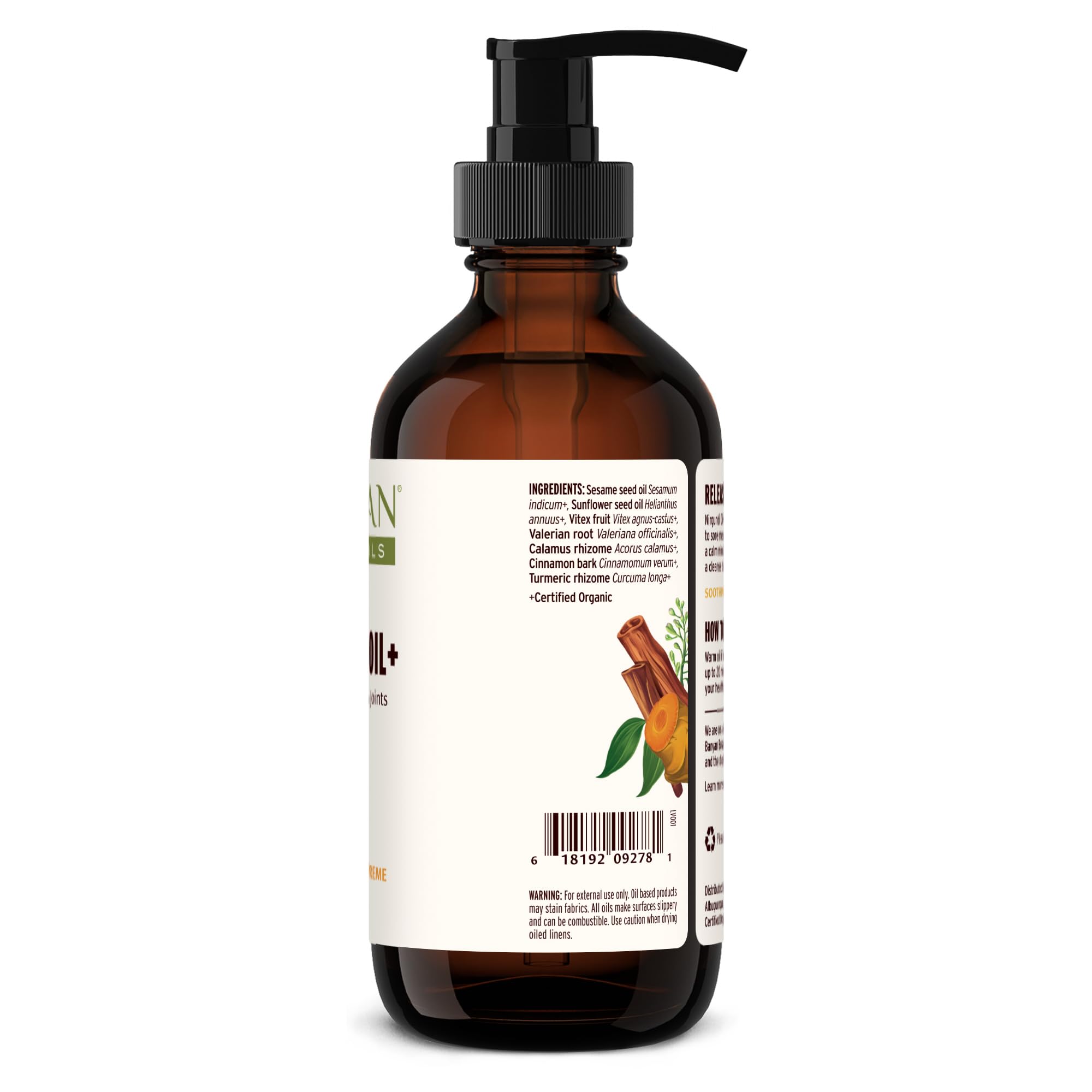 8 oz bottle with sustainable packaging and fair trade promise.