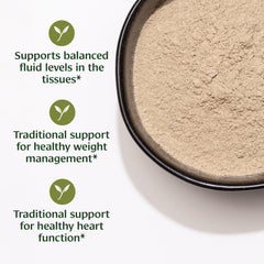 Punarnava powder bottle close-up emphasizes clean, organic sourcing for healthy routines.