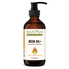 Banyan Botanicals Sidha Soma Supreme Neem Oil bottle for skincare rituals.