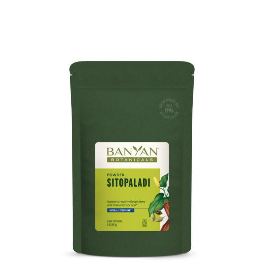 Banyan Botanicals Sitopaladi powder packaging for respiratory support