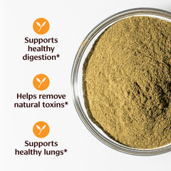 Trikatu powder scoop shows easy daily dosing for digestion support.