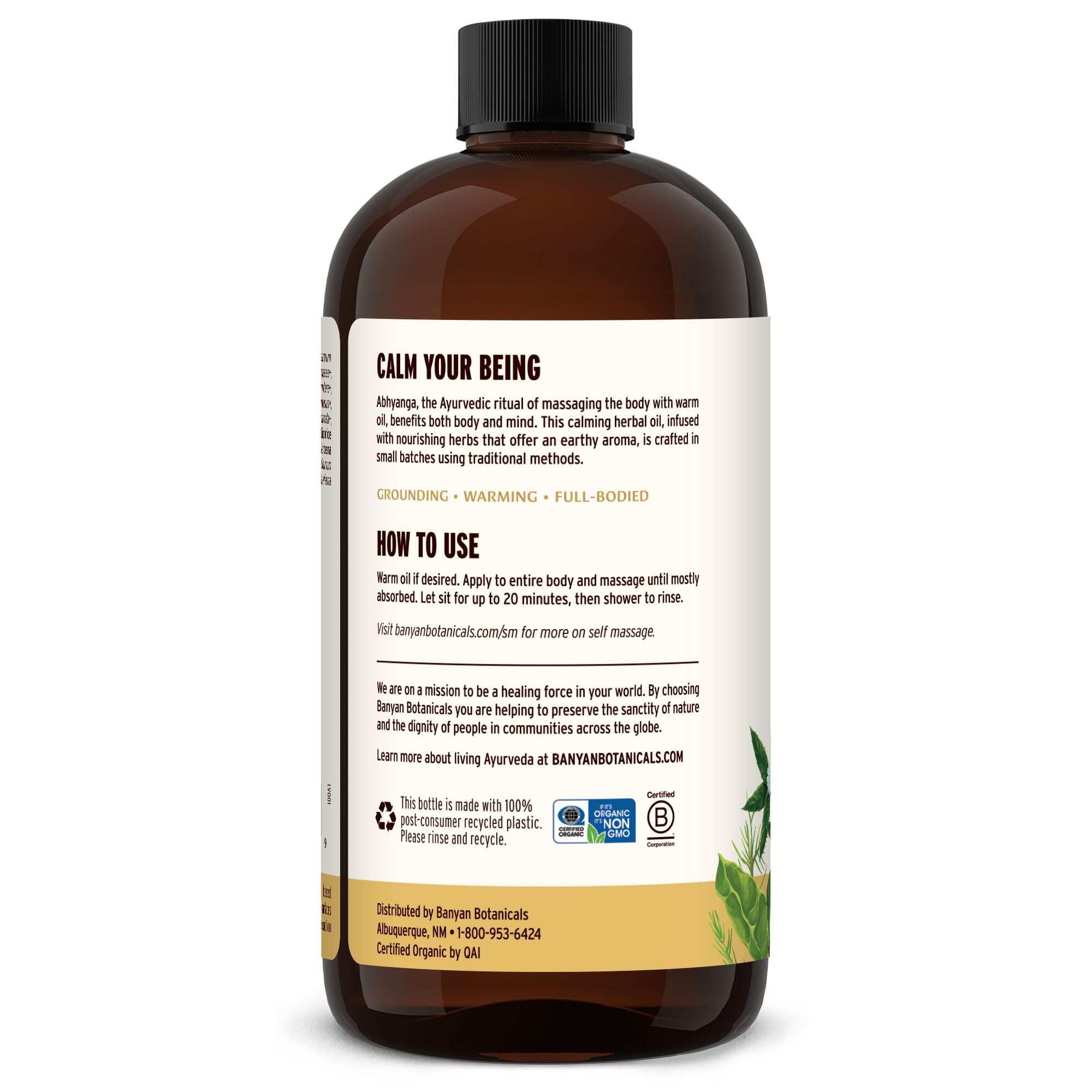 Banyan Botanicals Vata Massage Oil bhringaraj component for skin nourishment