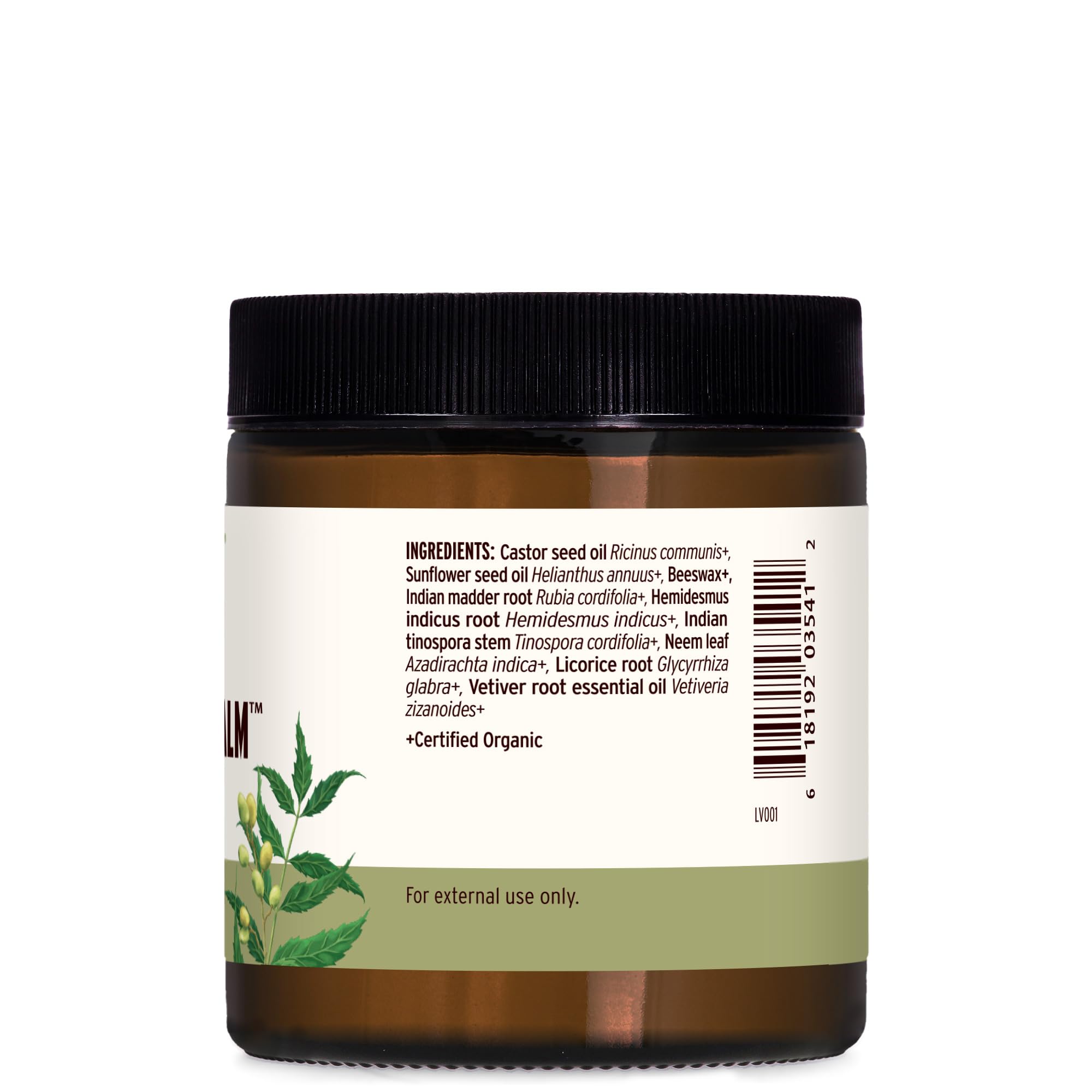 Vetiver root emulsion provides soothing aroma and skin balance.