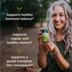 Banyan Botanicals Women's Support tablets close-up highlighting organic herbs.