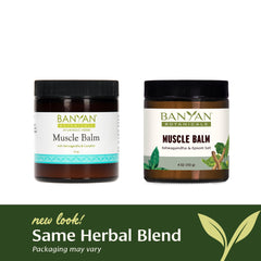 Banyan Botanicals Muscle Balm oil base visible in bottle with organic carrier oils