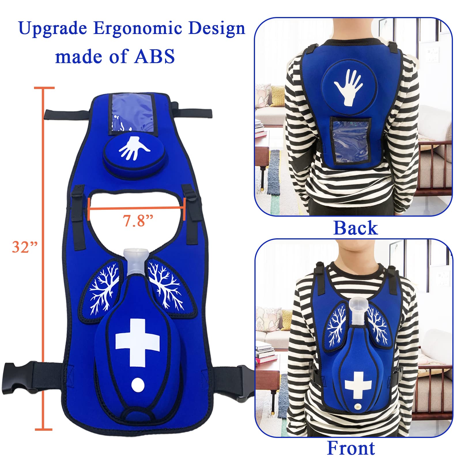 Baozenp Heimlik trainer vest back view showing durable ABS shell.