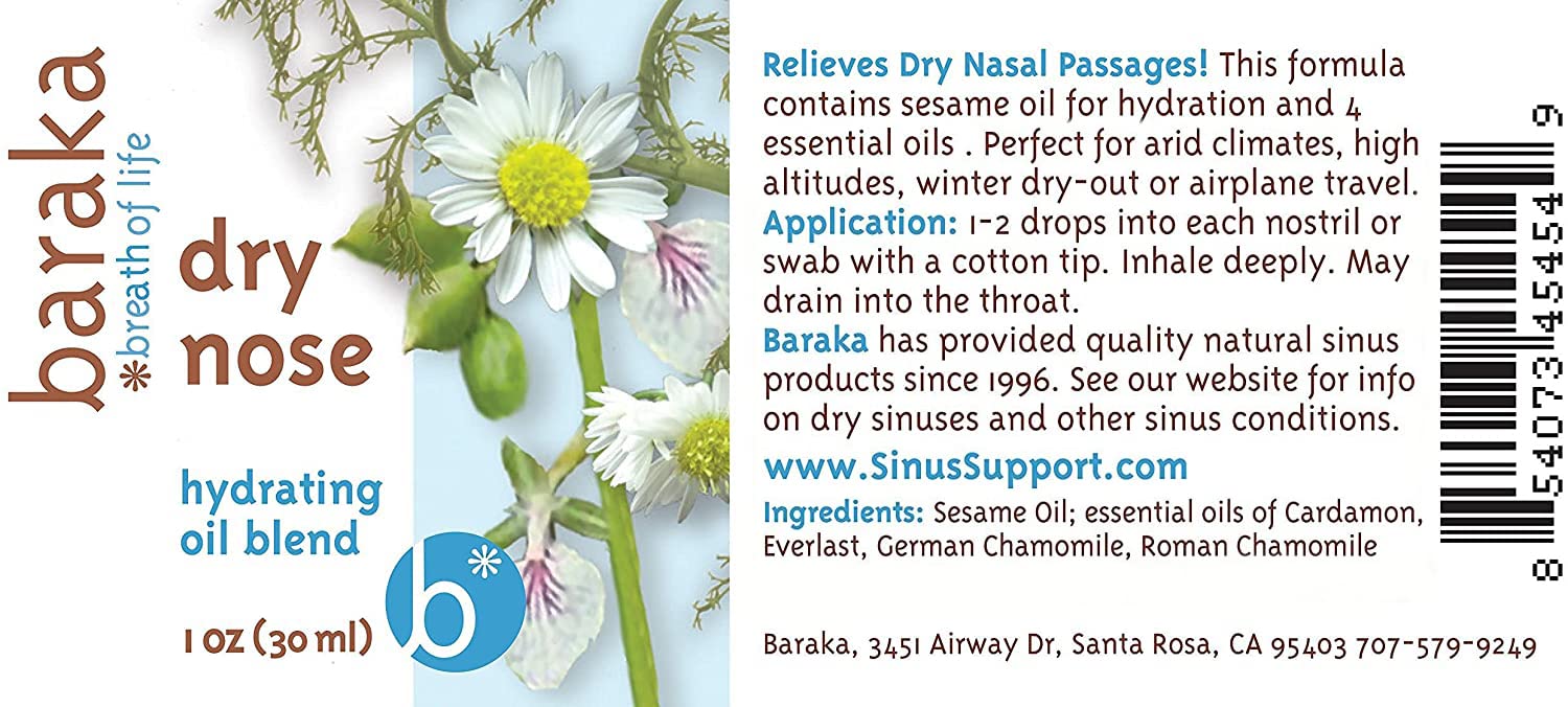 Baraka Dry Nose Nasal Oil winter dryness routine.