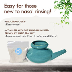 Baraka neti pot shown as dishwasher-safe ceramic for easy cleaning